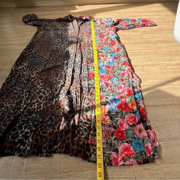 Johnny Was Cheetah Long Shirt Dress, Silk Coverup - Picture 15 of 15